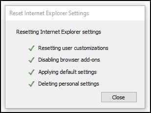 重置 Internet Explorer 设置