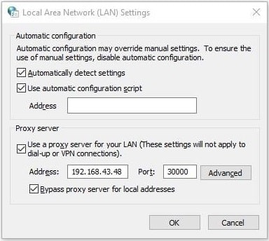 为您的 LAN 使用代理服务器