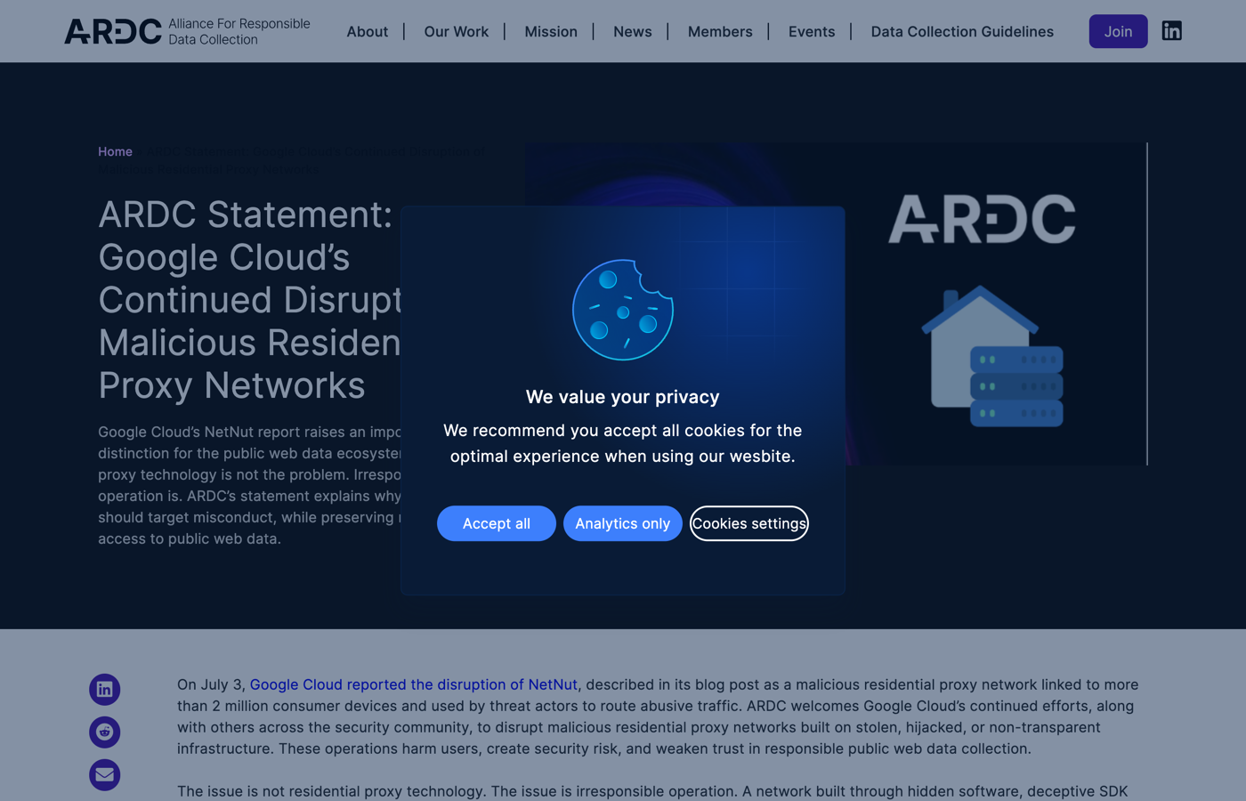 ARDC 关于本次行动的声明截图